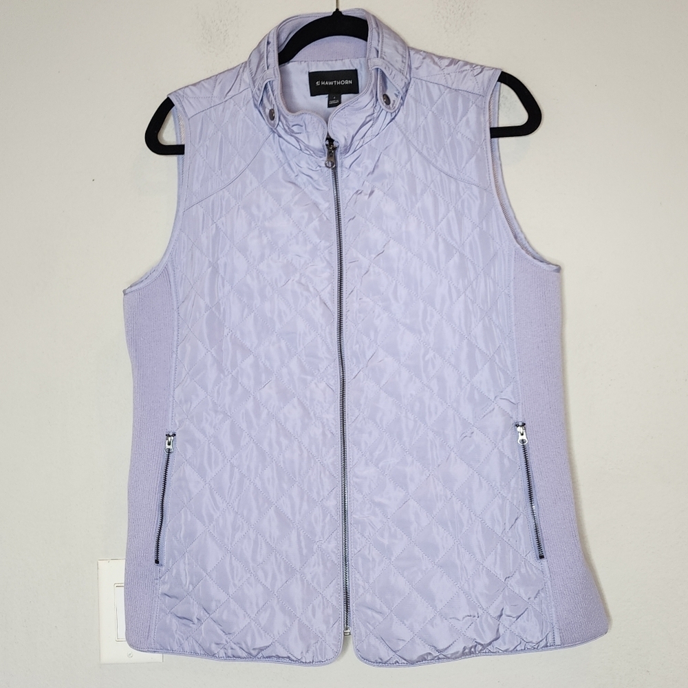 41 Hawthorn Purple Quilted Zip Up Vest Womens Size Large